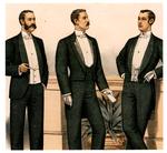 Mode. Her ses tre herrer i aftenjakker fra 1860. 