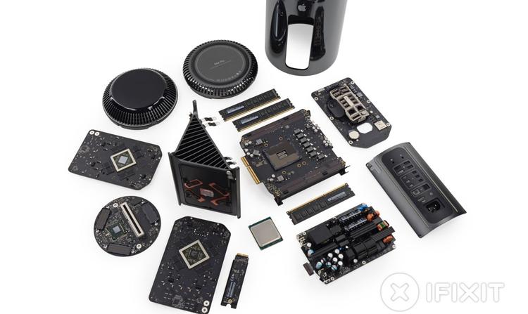 Adskilt. Den nye Mac Pro kan skilles ad og samles igen uden problemer. Foto: ifFxit 