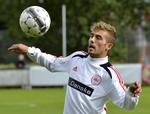 Profil. Jakob Poulsen har også gjort tjeneste i den rød-hvide dragt. Her ses han til landsholdstræning i Helsingør. 