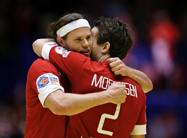 Topscorere. Mikkel Hansen og Thomas Mogens scorede fem gange hver i 28-24-sejren over Ungarn. 