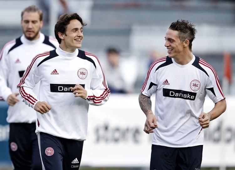 Hjemmedyrket. Thomas Delaney (tv) har aldrig spillet andre steder end i FCK og moderklubben KB. han fik debut på landsholdet i 6-0-sejren over Malta for tre måneder siden. 