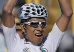 Vinder. »Det var et fantastisk forarbejde fra holdets side, der gjorde det muligt for mig at angribe«, sagde en lykkelig Quintana umiddelbart efter at være kommet i mål. 