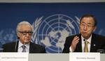 Møde. FN-generalsekretær Ban Ki-moon (th)  og særlig udsending Lakhdar Brahimi forsøger at få de stridende parter til at forhandle om en fredelig løsning i Syrien. Indtil videre ikke med det store held. 