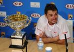 MESTEREN. De første vundne sæt nogen sinde over Rafael Nadal blev fulgt op af nummer to og tre, og så var Stanislas Wawrinka Australian Open-mester. 