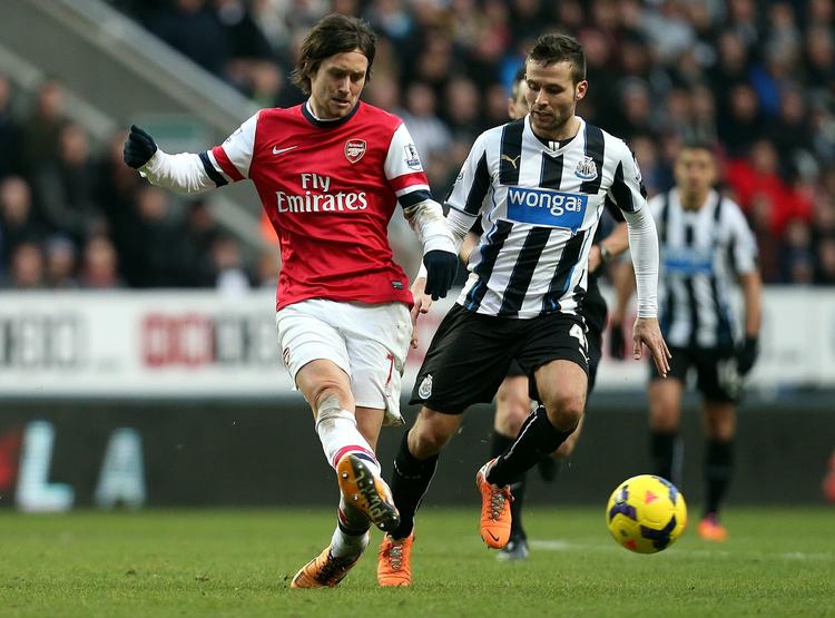 Bonus. Yohan Cabaye (th) har ikke spillet europæiske kampe i denne sæson for Newcastle og vil derfor kunne spille med i Champions League for Paris SG. 