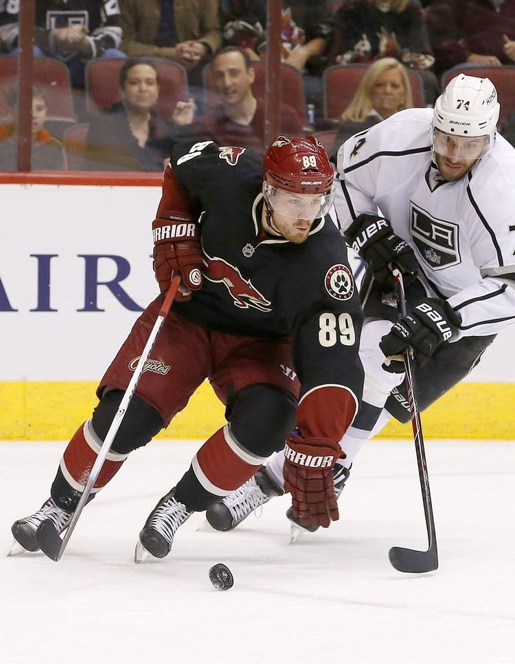 Pointjagt. Mikkel Bødker (tv) og resten af Phoenix-holdet spiller yderligere fem kampe, inden NHL fra 9. februar holder pause på grund af vinter-OL. 
