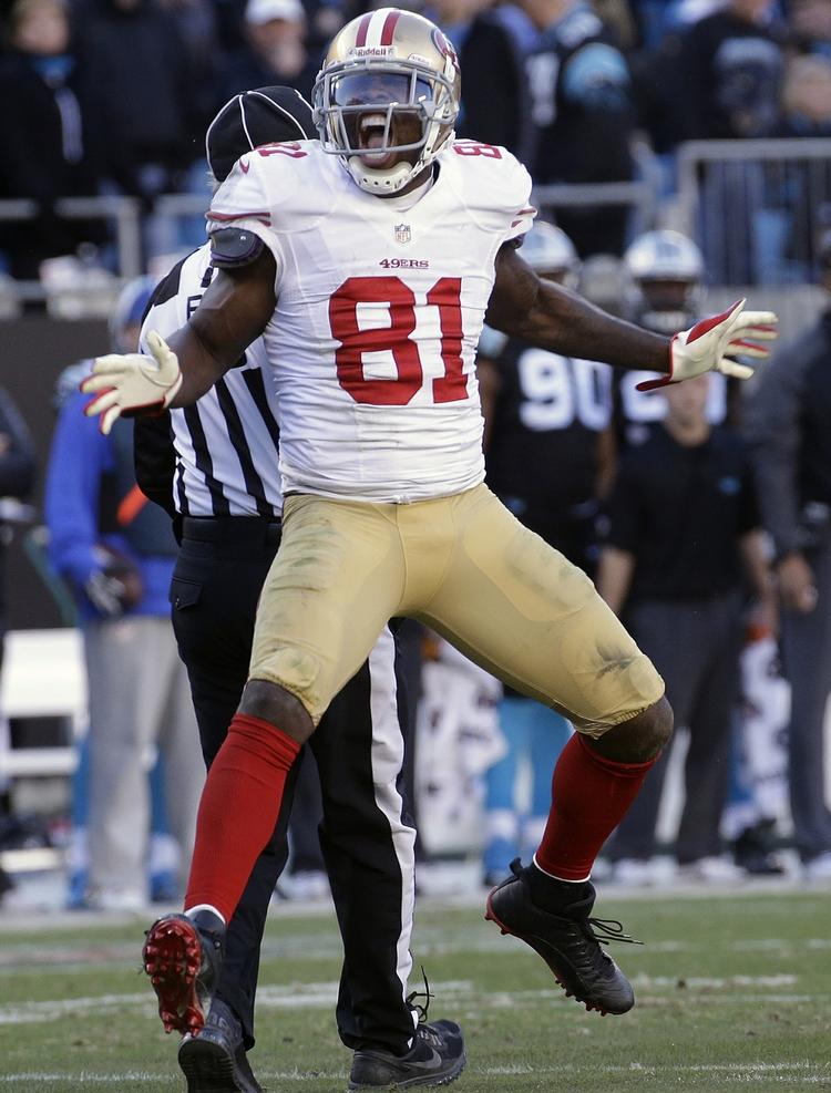 Videre. Anquan Boldin var en af 49ers-spillerne, der lavede point mod Carolina. 