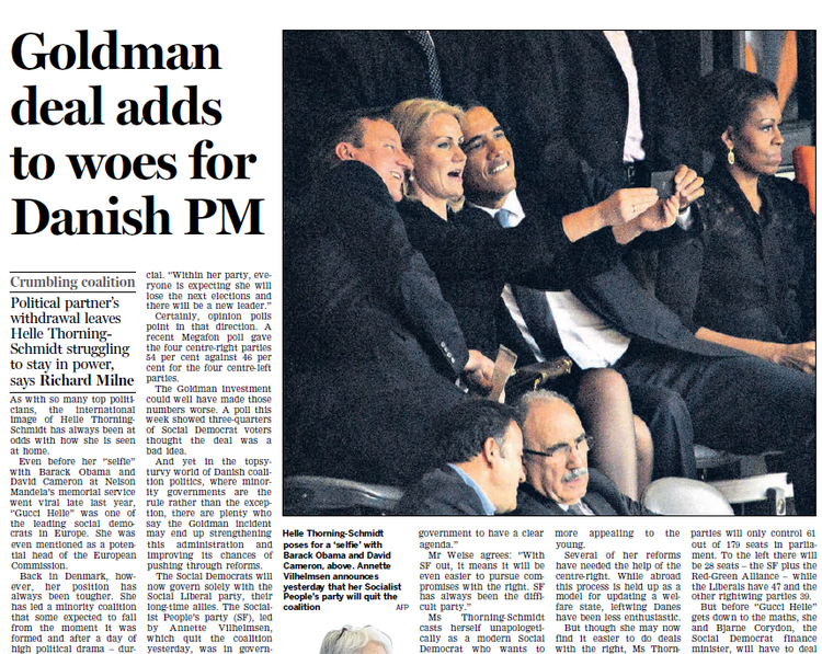 OPMÆRKSOMHED. Selfie-Helles regeringskollaps trækker overskrifter i engelske medier. Borgen har øget opmærksomheden for dansk politik, mener britisk journalist. 