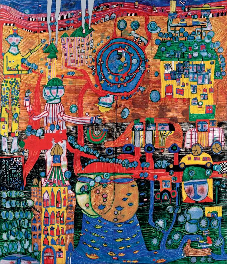 Eventyrligt. '30 dages fax-maleri'. 1994. Fra The Hundertwasser Non-Profit Foundation. 