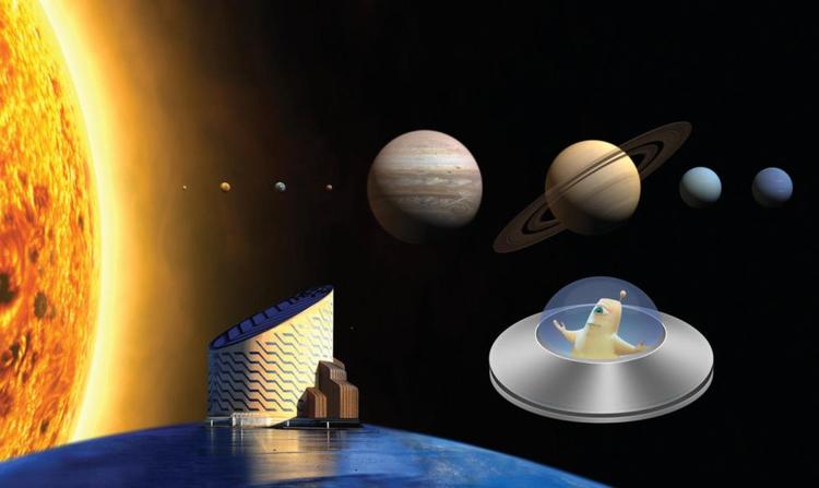 Rumrejse. Tag ud på en rejse til det ydre rum, når Planetariet i vinterferien åbner dørene op for besøgende, der vil lære mere om rummet, solsystemet og galakser. Illustration: Tycho Brahe Planetarium 