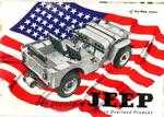 Symbolik. Her ses forsiden af en brochure for Willys Overland Jeep fra efterkrigstiden. Den bil, der blev solgt til civile kunder, blev omtalt som ’freds-Jeepen’. 