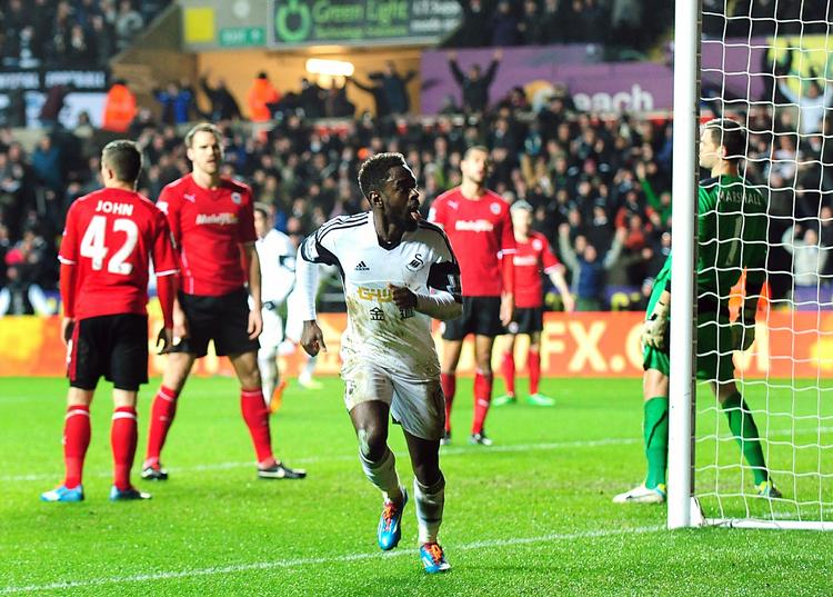 MÅL. Et hovedstød gjorde Nathan Dyer til målscorer mod Cardiff. 