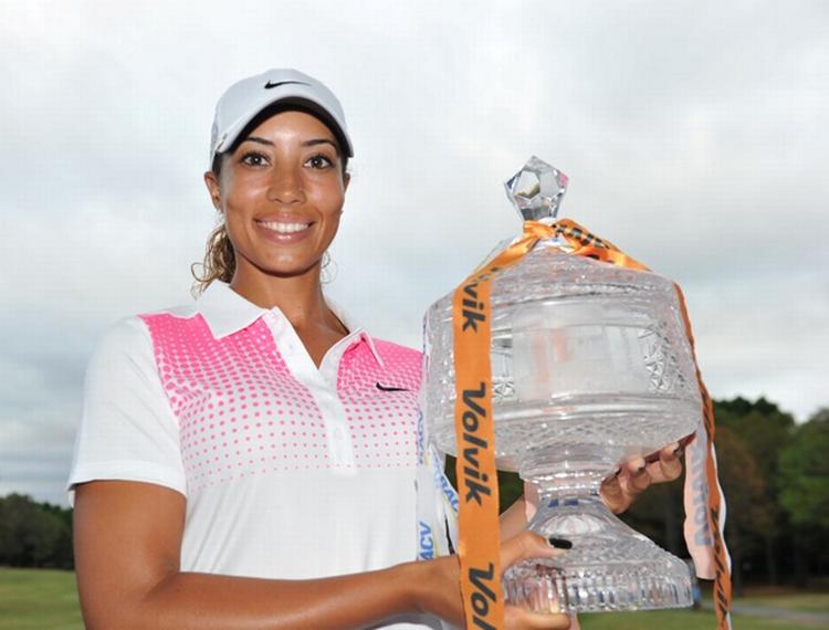 VINDER. 37.500 euro fulgte den med denne pokal for sejren i Australien til Cheyenne Woods, mens Line Vedel på en delt 45.-plads tjente 1.400 euro. 