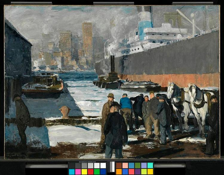 Købt. The National Gallery  har erhvervet George Bellows' maleri 'Men of the Docks' fra 1912. Foto: The National Gallery, London 