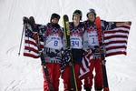 Dominans. Joss Christensen flankeret af Gus Kenworthy (tv) og Nicholas Goepper. 
