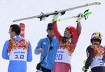 MEDALJEVINDERNE. Et styrtløb efterfulgt af et slalomløb gav medaljer til italieneren Christof innenhofer (tv.), schweizeren Sandro Viletta (i midten) og kroaten Ivica Kostelic (th.). 