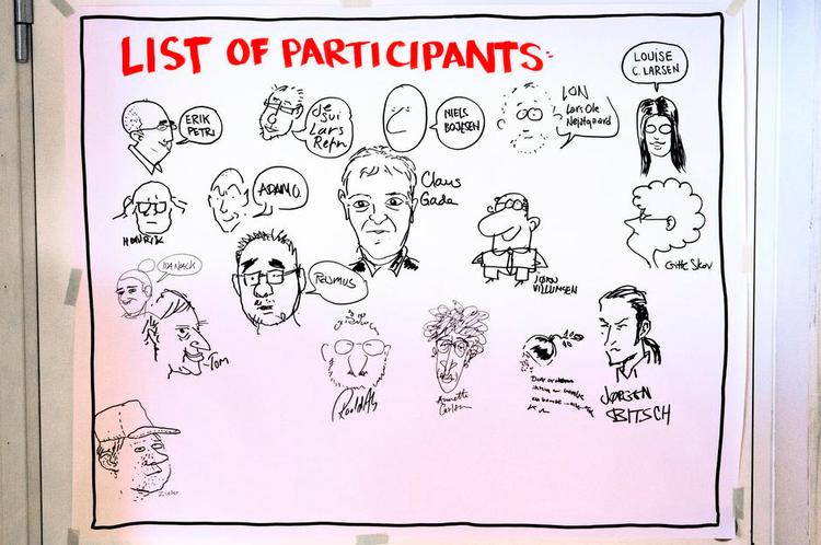 Kursister. Blandt deltagerne i Plantus masterclass var blandt andet Kurt Westergaard og Politikens Roald Als. 