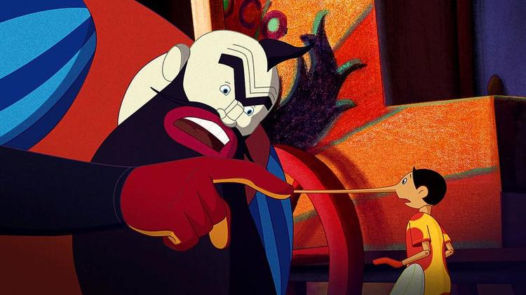 Næsestyver. Pinocchios løgne afsløres straks for den storskæggede, ildslugende gøglerkonge - nu i Enzo D'Alós ny animation efter koloristisk overvældende forlæg af tegneren Lorenzo Mattotti. 