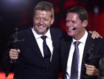 sportsdirektør. Frank Arnesen (th) sammen med Søren Lerby, da de to blev indlemmet i fodboldens Hall of Fame i Danmark. 