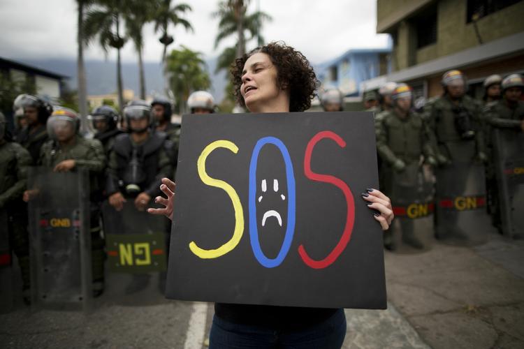 SOS VENEZUELA. Demonstrationer mod regeringen går under navnet SOS Venezuela. 