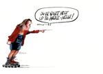 Kritik. Pia Olsen Dyhr har brugt en del kræfter de seneste par uger på at lægge afstand til regeringen. Tegning: Roald Als 