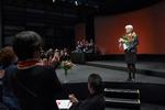 Opposition. Tidligere SF-formand, Annette Vilhelmsen, modtog blomster og klapsalver på partiets ekstraordinære landsmøde i Kolding. 