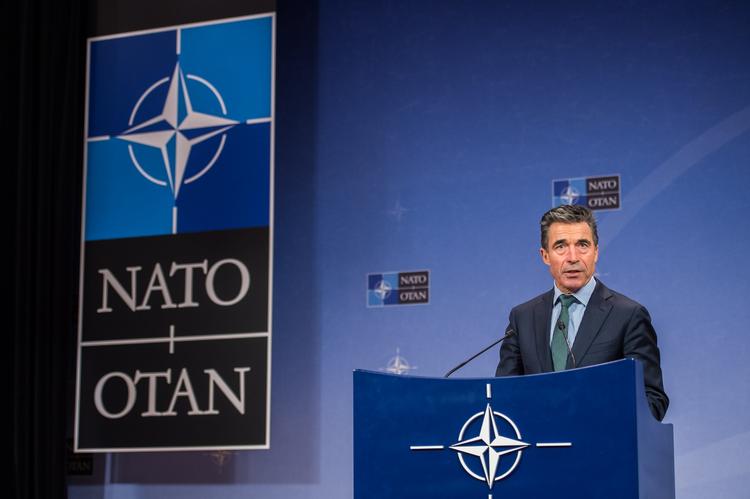 Konflikt. Natos generalsekretær Anders Fogh Rasmussen på pressemøde om Krim i dag. 