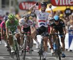 Hurtige. Cavendish (forrest) og Greipel (bagerst) er to af feltets store specialister på de afgørende meter. 