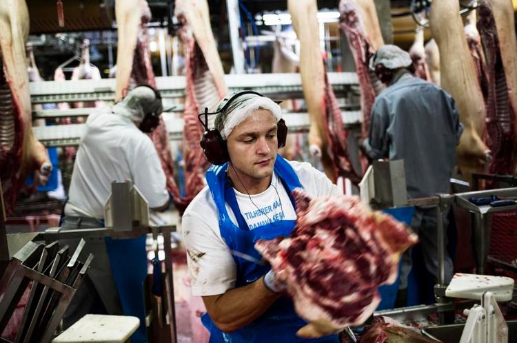 arbejde. Hver arbejdsdag bliver der slagtet omkring 2.000 svin på Danish Crowns slagteri på Bornholm. Nu kan det snart være slut efter 123 år. 