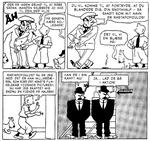 Kropssprog. Tintin og detektivtvillingerne X33 og X33A i en tidlig streg og et meget tydeligt kropssprog. 