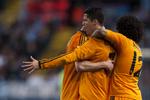 Jubel. Cristiano Ronaldo scorede efter 23 minutter. 