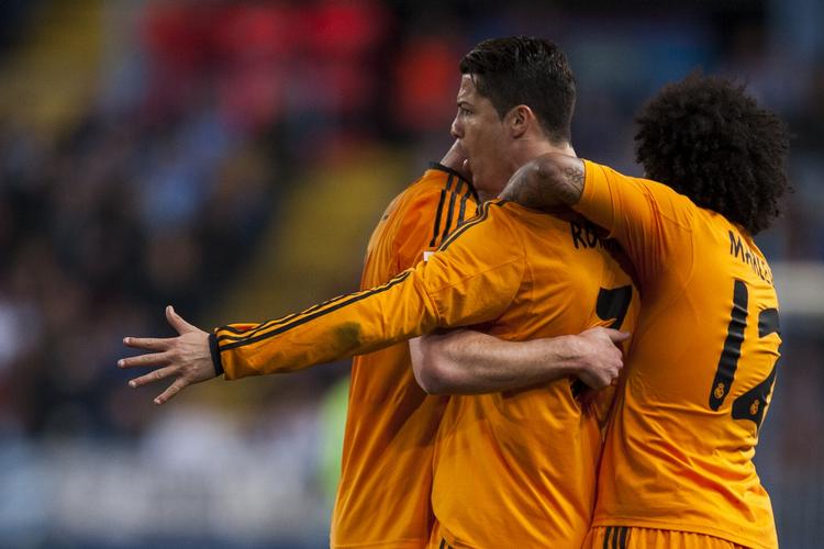 Jubel. Cristiano Ronaldo scorede efter 23 minutter. 