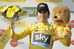 Uheld. Geraint Thomas i den gule trøje efter femte etape. Nu er han ude af løbet. 