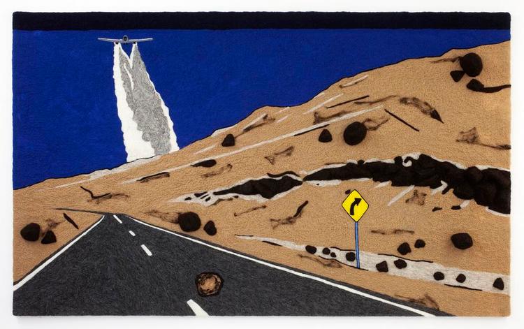 Storslået. Andreas Schulenburg, der er født i Hamburg, men bor i Danmark, kan skabe både høj himmel, klippefremspring og ligefrem et krater - i filt. Illustration: 'Go Ahead' af Andreas Schulenburg 