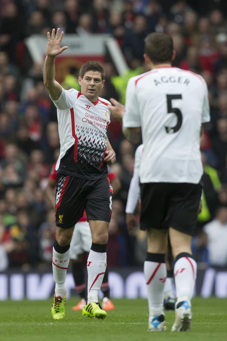 Mål. Midtbanemanden er nu oppe på 171 scoringer for Liverpool. 