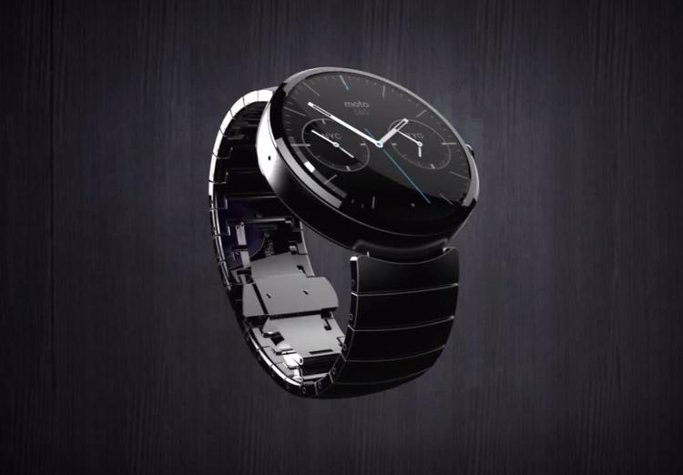BÆRBAR. Det er muligt at Moto 360 her ligner et helt almindeligt ur. Men urfladen er faktisk et digitalt billede på en skærm, der drives af Googles nye skrabede smarturs-version af Android med tilnavnet Wear. (Foto PR-foto/Motorola) 