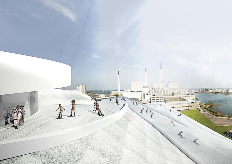 Sådan forestillede Bjarke Ingels sig, at Amagerforbrænding kunne udvides med en kunstig 90 meter høj skibakke. 