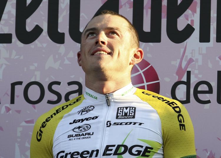 syg. Simon Gerrans under præmieoverraskelsen i 2012, hvor australieren vandt Milano-Sanremo. 