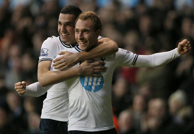 Klasse. Christian Eriksen er nu oppe på fem mål i ligaen for Tottenham samt tre i Europa League. 