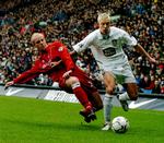 Fortid. Med spillere som Alan Smith (th) på holdet var Leeds for 10-15 år siden et hold man regnede med – også i Champions League, hvor de i 2001 var i semifinalen, men tabte til Valencia. 