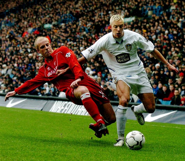 Fortid. Med spillere som Alan Smith (th) på holdet var Leeds for 10-15 år siden et hold man regnede med – også i Champions League, hvor de i 2001 var i semifinalen, men tabte til Valencia. 