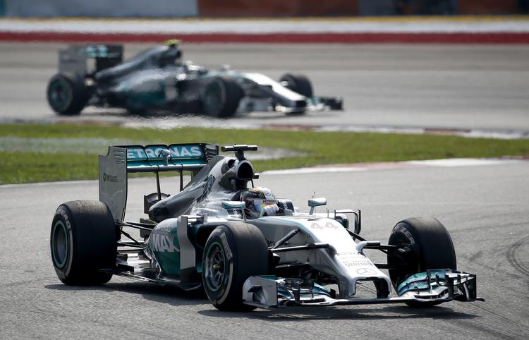 DOBBELTSEJR. Også sæsonens andet løb gav sejr til Mercedes, da Lewis Hamilton vandt foran Nico Rosberg. 