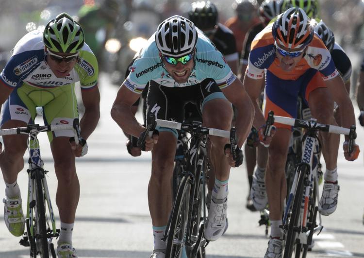 Tredjeplads. Matti Breschel (til højre) måtte se sig slået i Gent-Wevelgem i 2012 af Tom Boonen og Peter Sagan 