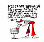 Kraftudtryk og andre eder florerer i næsten enhver diskussion. Tegning: Jørn Villumsen. 