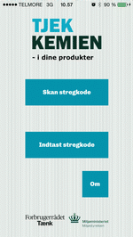 Forside. sådan ser app'en ud når man åbner den 