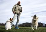 Gogge. Glenn Hansen er i Fælledparken med egen hund og Sofus, en golden retriever han passer for en ven. 