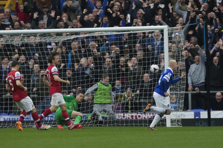 1-0. En scoring af Steven Naismith sendte Everton på sejrskurs mod Arsenal. 