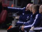 sejr. FCK's træner Ståle Solbakken måtte også skælde ud under kampen mod Sønderjyske. 