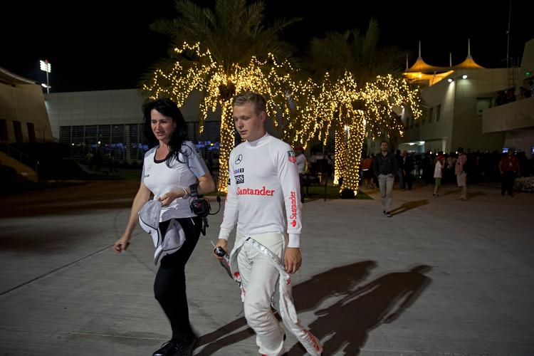 UDGÅET. Mens resten af feltet kørte om point måtte Kevin Magnussen traske tilbage i pitten. 