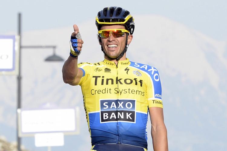 Sejr. Alberto Contador vandt i dag Baskerlandet Rundt. Billedet er dog fra et andet løb. 